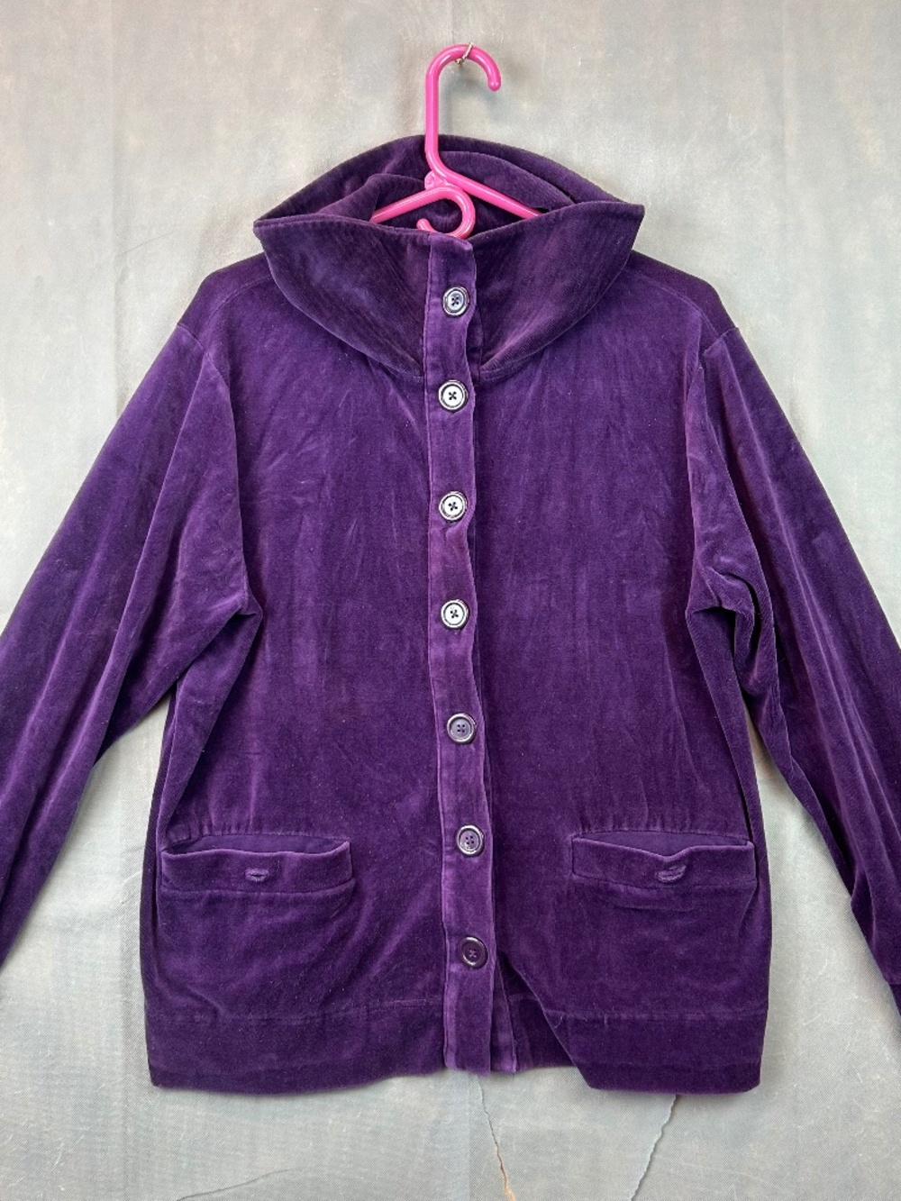 White Stag Jacket Purple Button Front High Neck Pockets Long Sleeve No Tag XL